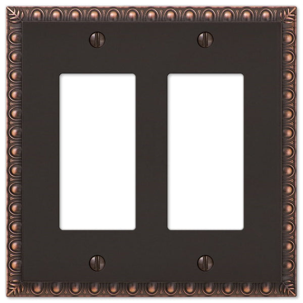 Amertac 90RRVB Egg & Dart Aged Bronze Cast Wall Plate, 2 Rocker