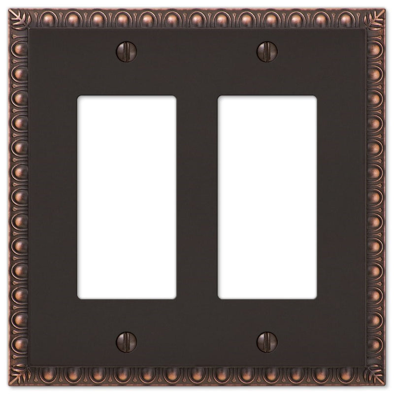 Amertac 90RRVB Egg & Dart Aged Bronze Cast Wall Plate, 2 Rocker