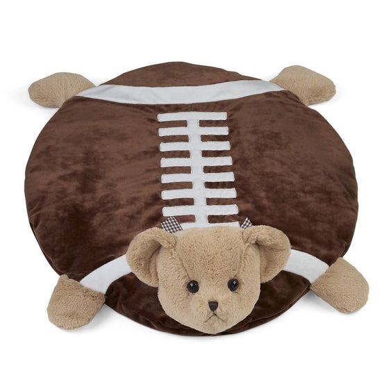 Bearington Tuchdown Football Teddy Bear Belly Blanket, Baby Mat, Tummy Time Mat 30" x 30"