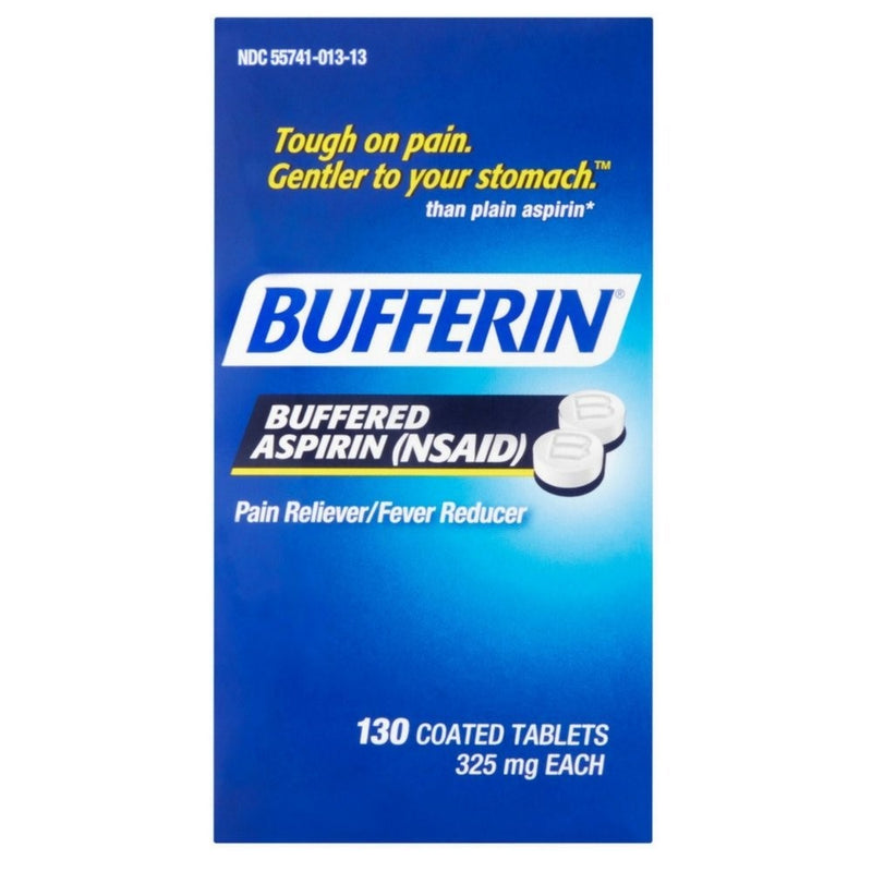 Bufferin Buffered Aspirin (NSAID) Coated Tablets Pain Reliever/Fever Reducer 130 ea (Pack of 3)