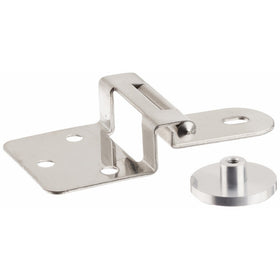 Sugatsune GH-34/8/S-P Stainless Steel 304 Half Overlay Glass Door Hinge with Rounded plate, Plain Finish, 3mm Leaf Thickness, 68mm Open Width, 5mm Pin Diameter, 18mm Knuckle Length, 37.6mm Height