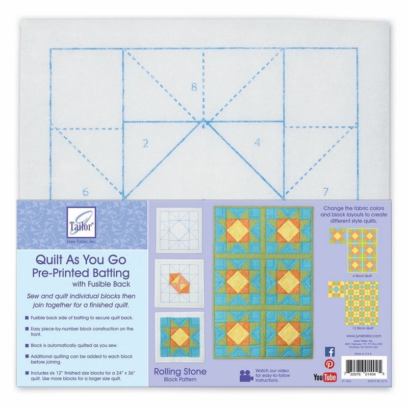 June Tailor JT-1404 Block Series Quilt As You Go - Rolling Stone