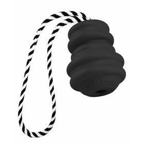 Multipet Gorrrrilla Cotton Tug Extra Durable Rubber Dog Toy with Opening for Treat at the Bottom, 3.5", Black