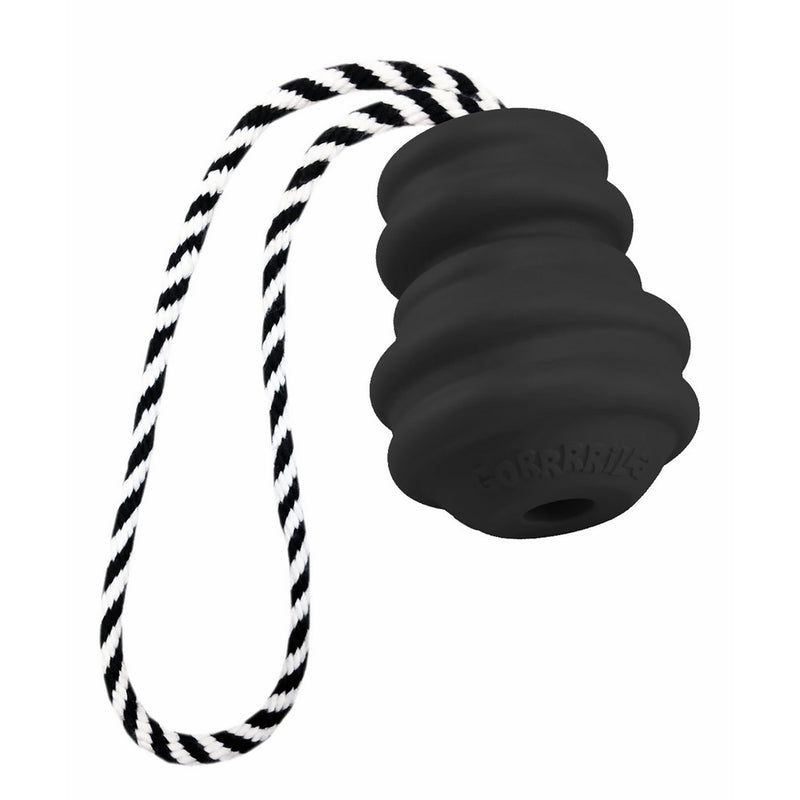 Multipet Gorrrrilla Cotton Tug Extra Durable Rubber Dog Toy with Opening for Treat at the Bottom, 3.5", Black
