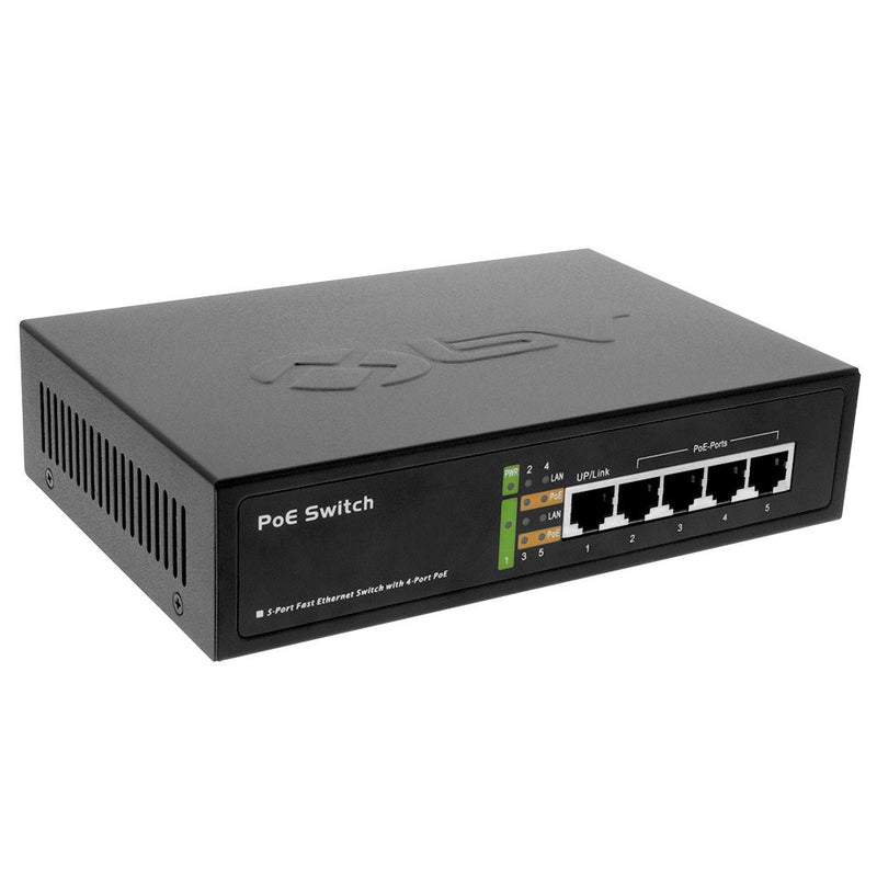 BV-Tech 5 Port PoE Switch (4 PoE Ports | 1 Uplink Port) – 65W – 802.3at – POE-SW501