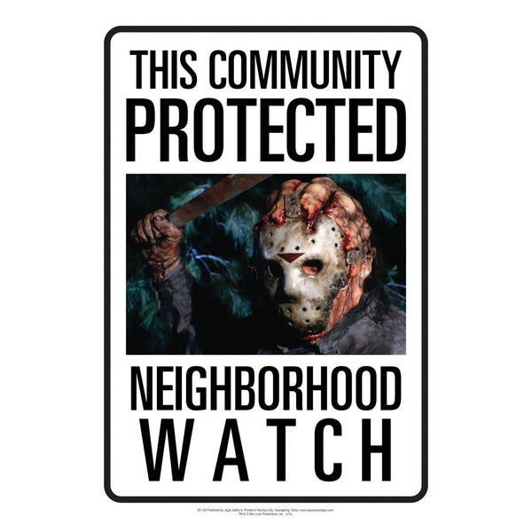 Aquarius Friday The 13th Jason Neighborhood Watch Tin Sign