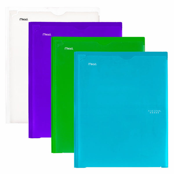 Five Star 2-Pocket Folders with Prong Fasteners, Folders with Pockets, Customizable Cover, Plastic, 4 Pack (38130)