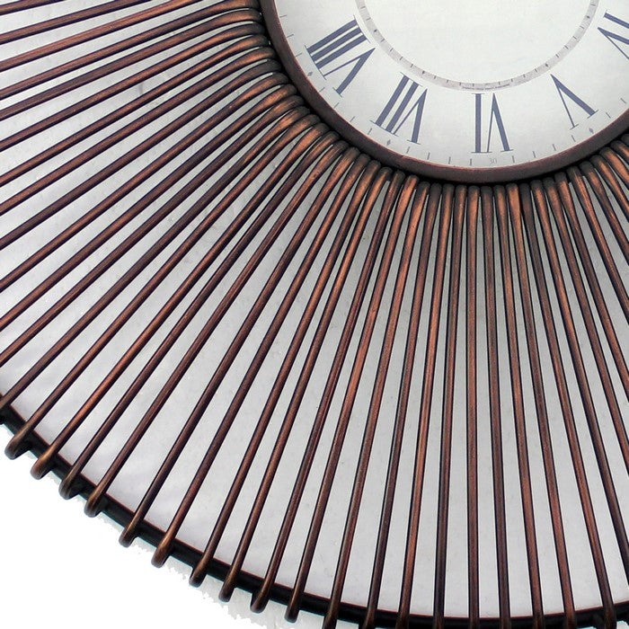 Wall Clock with Metal Fan Guard Design Frame, Brown