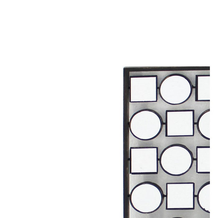 Wall Plaque with Alternate Square and Round Mirrors, Set of 2, Gray