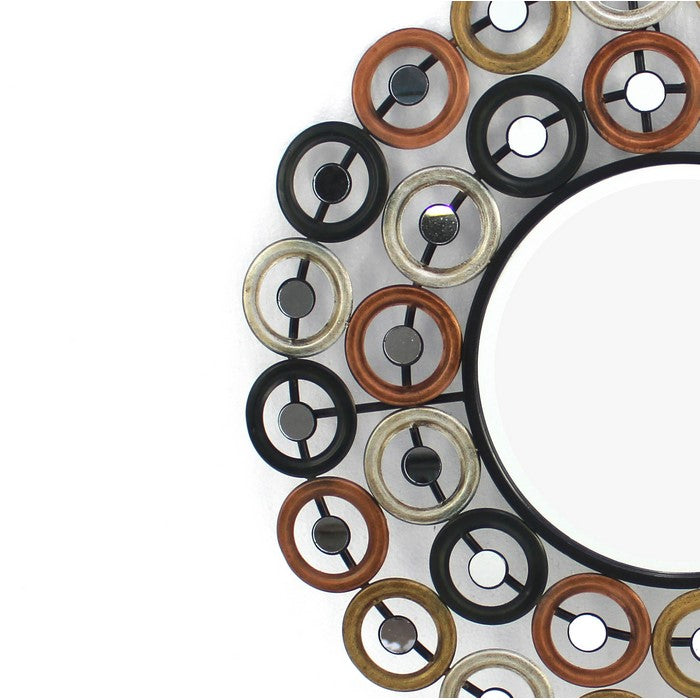 Round Wall Mirror Surrounded by Smaller Round Mirrors, Multicolor