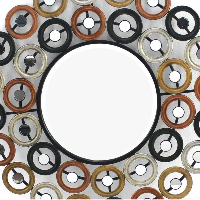Round Wall Mirror Surrounded by Smaller Round Mirrors, Multicolor