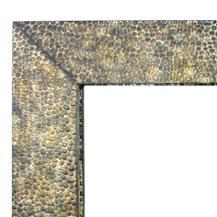 Rectangular Wall Mirror with Gravel Mosaic Border, Brown