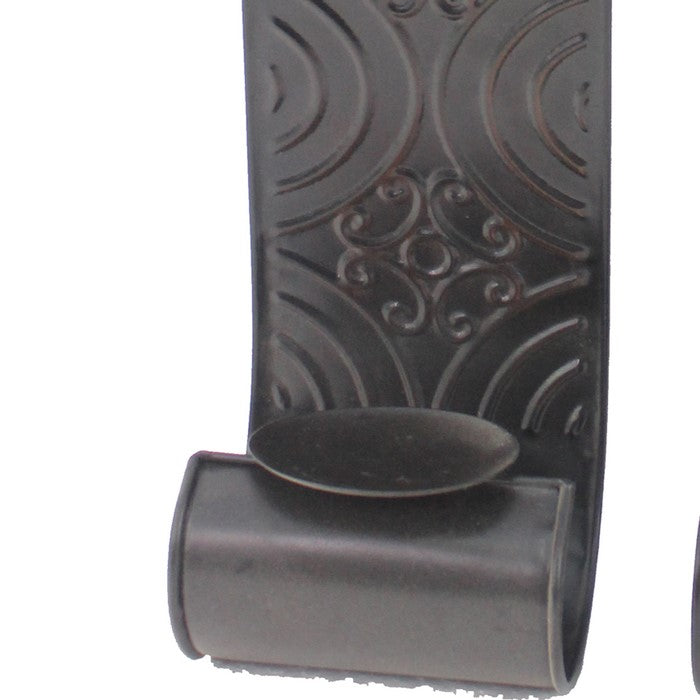 Metal Sconce Candle Holder with Embossed Intricate Carvings, Bronze
