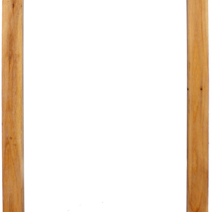 Farmhouse Style Rectangular Wooden Wall Mirror with Arched Top, Brown