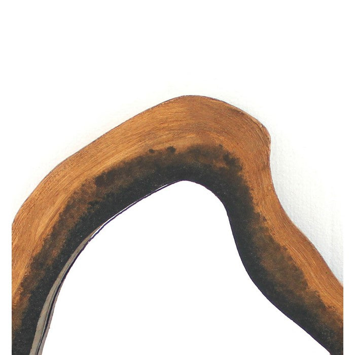 Wooden Wall Mirror with Grotto Triangular Shape, Brown