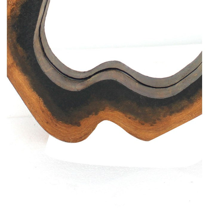 Wooden Wall Mirror with Grotto Triangular Shape, Brown