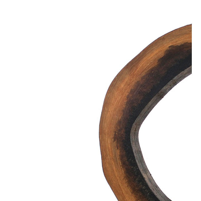 Wooden Wall Mirror with Grotto Circular Shape, Brown