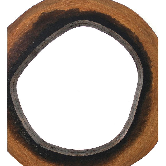 Wooden Wall Mirror with Grotto Circular Shape, Brown