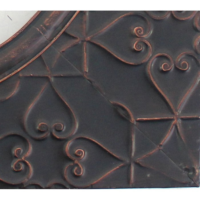 Square Metal Wall Clock with Embossed Intricate Carvings, Bronze