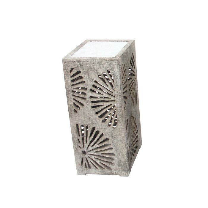 3 Piece Nesting Table with Mirrored Top and Cut Out Details, Gray