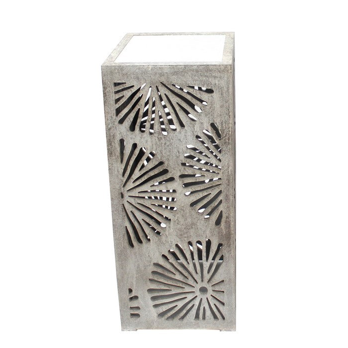 3 Piece Nesting Table with Mirrored Top and Cut Out Details, Gray