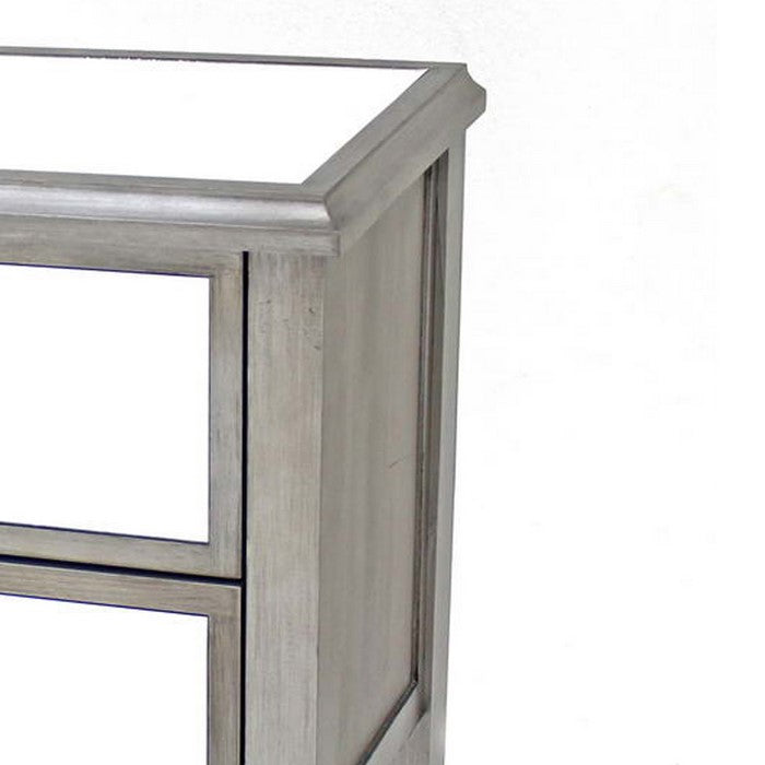 Transitional Style End Table with 2 Storage Drawers and Round Knobs, Gray