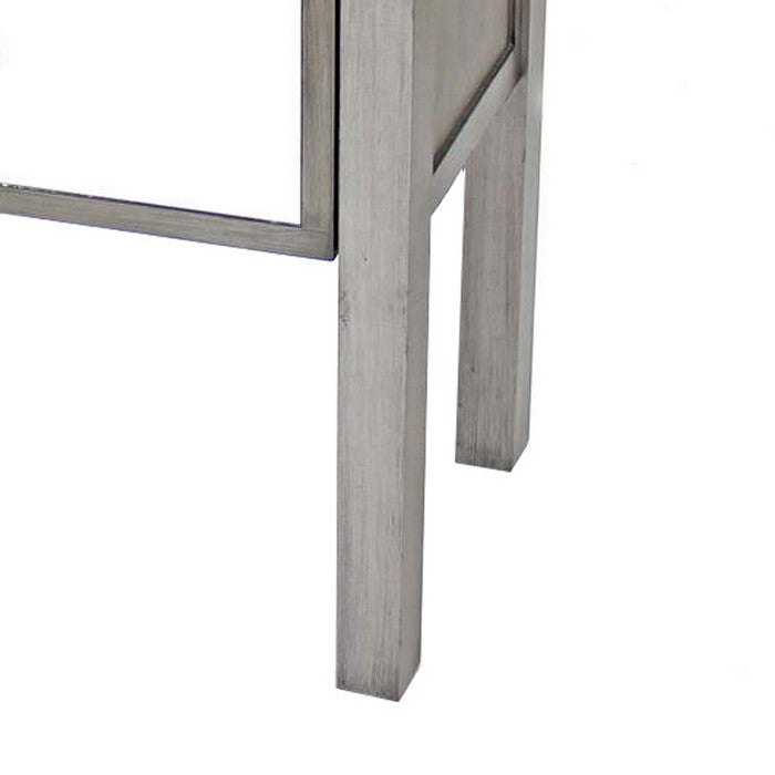 Transitional Style End Table with 2 Storage Drawers and Round Knobs, Gray