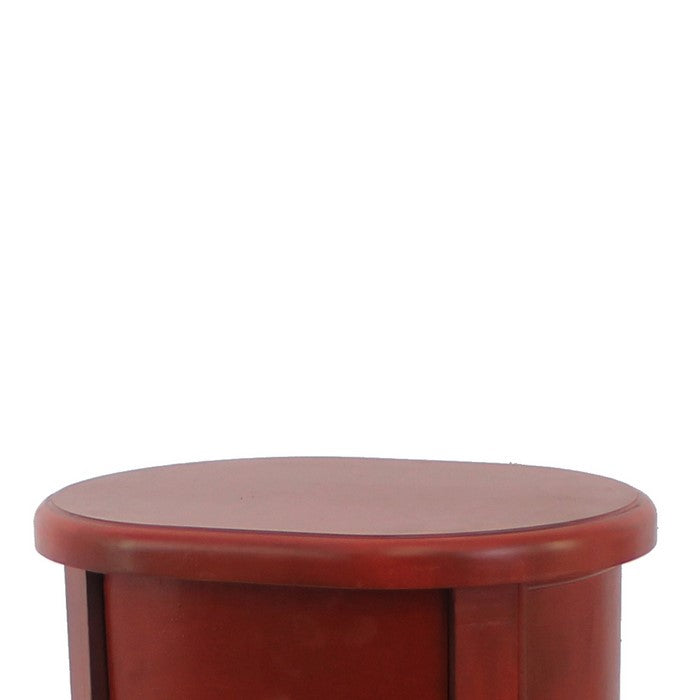 Wooden End Table with 2 Storage Drawers and Cabriole Legs, Red