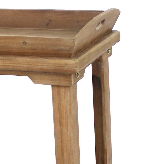 Wooden Table with Serving Tray Top and Open Bottom Shelf, Brown
