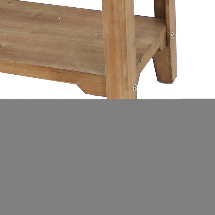 Wooden Table with Serving Tray Top and Open Bottom Shelf, Brown