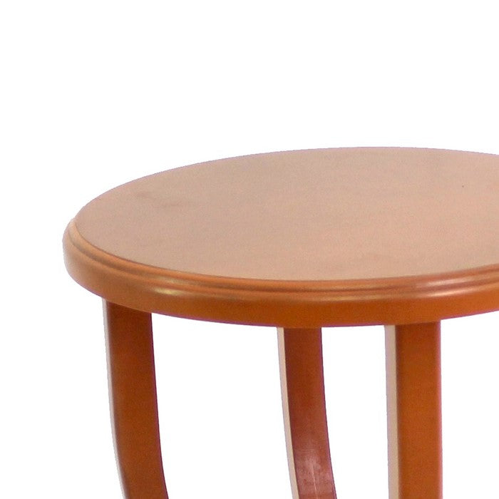 Contemporary Wooden Stool with Flared Legs and Round Top, Orange