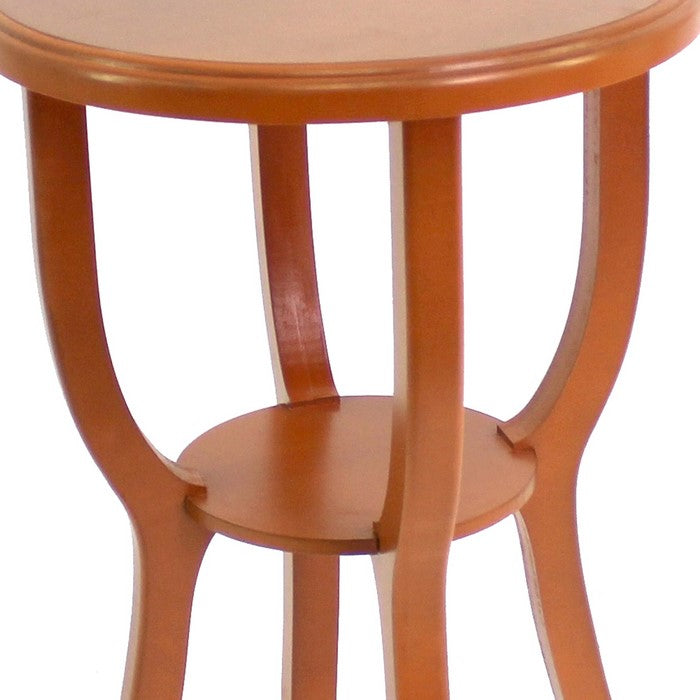 Contemporary Wooden Stool with Flared Legs and Round Top, Orange