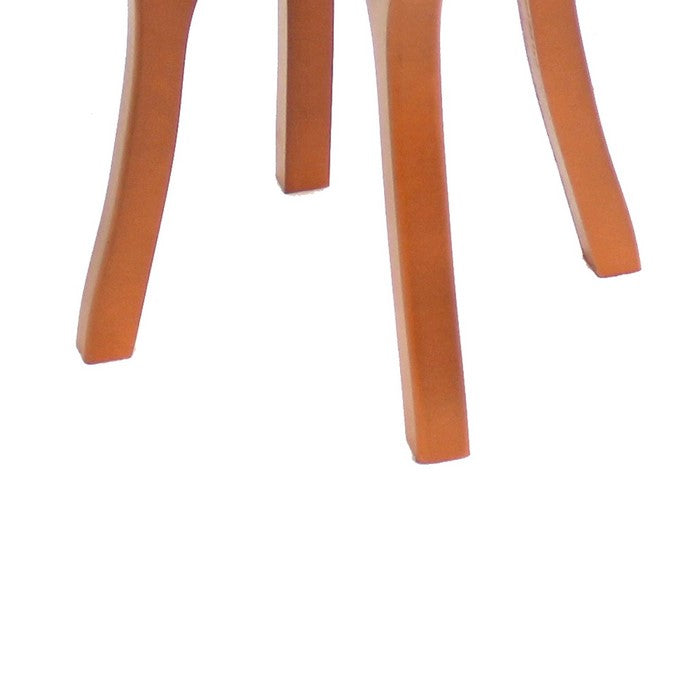 Contemporary Wooden Stool with Flared Legs and Round Top, Orange
