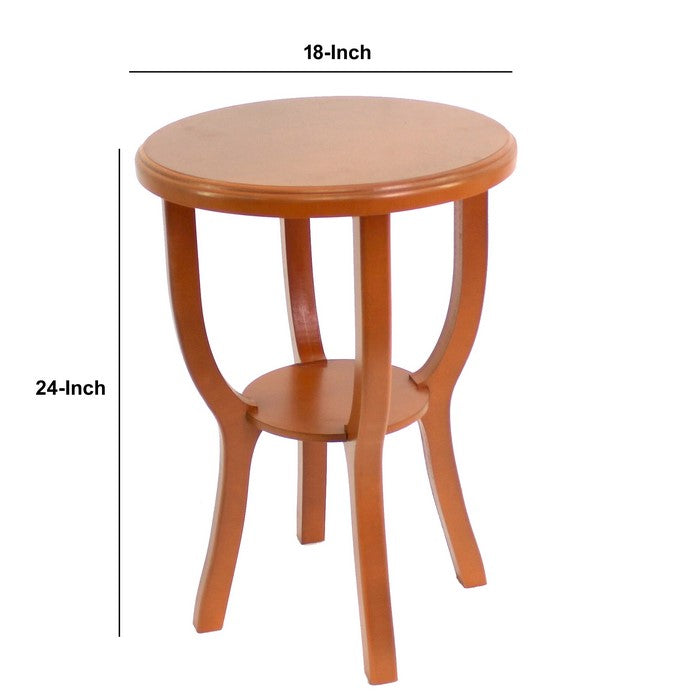 Contemporary Wooden Stool with Flared Legs and Round Top, Orange
