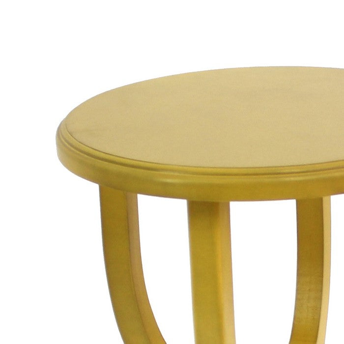 Contemporary Wooden Stool with Flared Legs and Round Top, Yellow