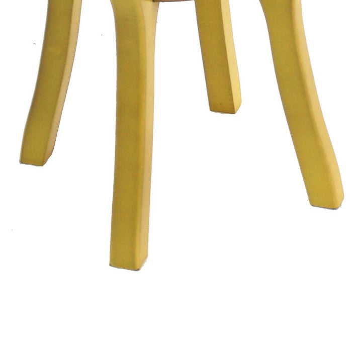 Contemporary Wooden Stool with Flared Legs and Round Top, Yellow