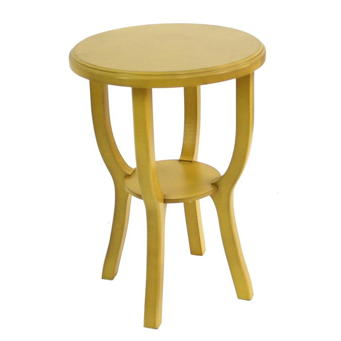 Contemporary Wooden Stool with Flared Legs and Round Top, Yellow