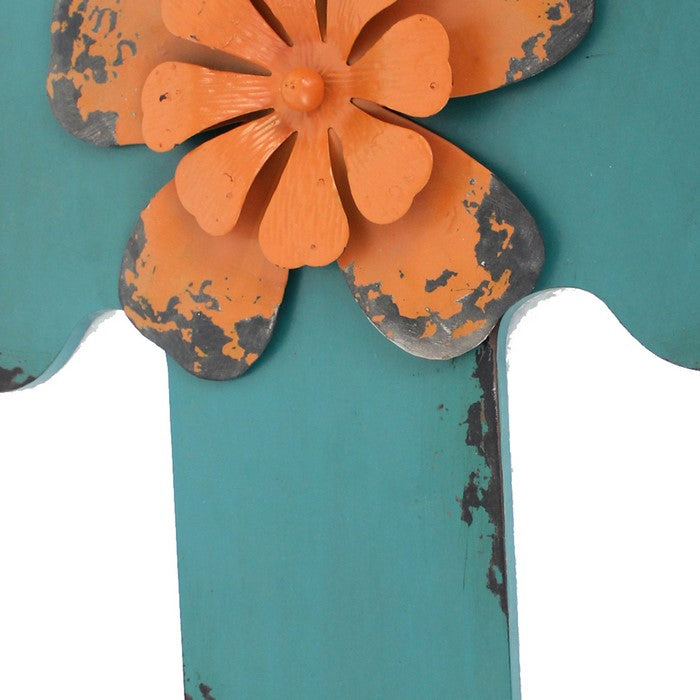 Rustic Wooden Cross Wall Decor, Blue
