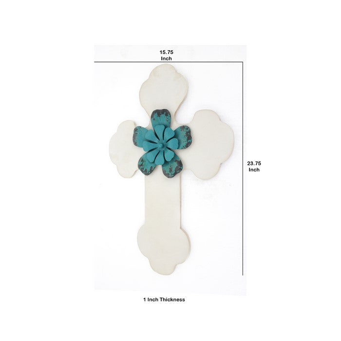 Rustic Wooden Cross Wall Decor, White