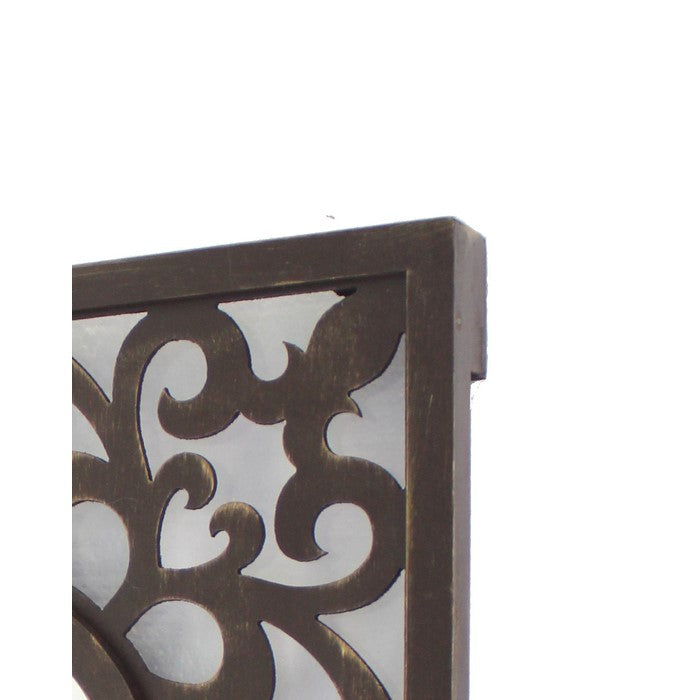 Wooden Frame Square Wall Mirror with Floral cut Out Design, Espresso