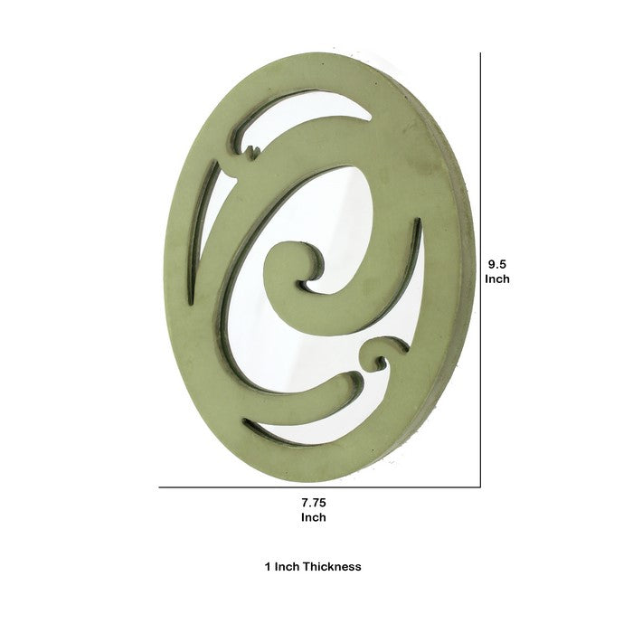 Wooden Oval Frame Wall Monogram with C Letter, Green