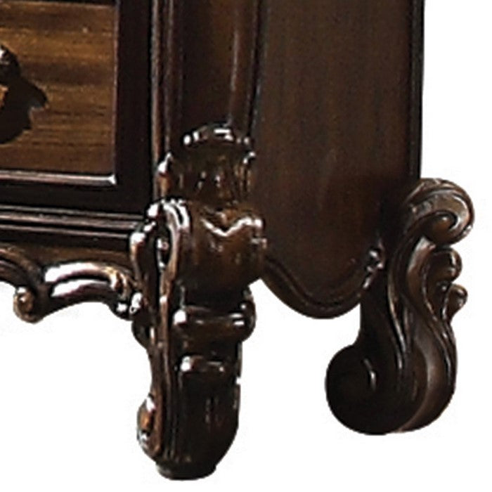 Traditional Wooden Chest with 5 Drawers and Scrolled legs, Brown
