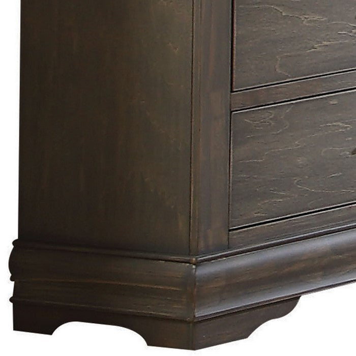 6 Drawer Dresser with Metal Drop Handle and Bracket Feet, Antique Gray