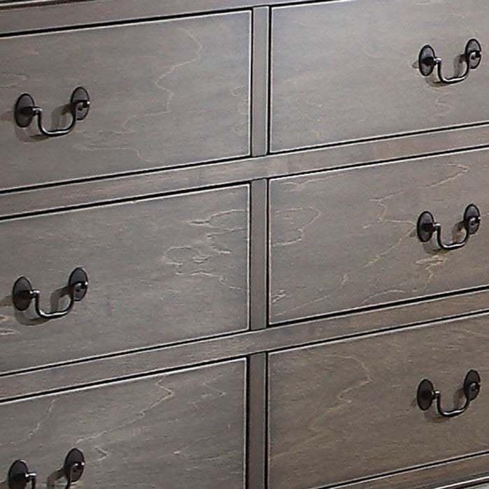 6 Drawer Dresser with Metal Drop Handle and Bracket Feet, Antique Gray