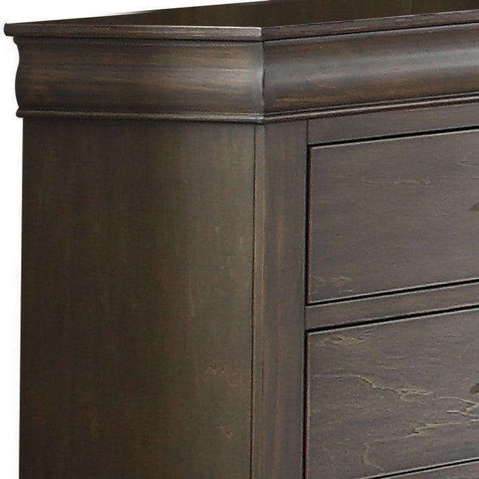 6 Drawer Dresser with Metal Drop Handle and Bracket Feet, Antique Gray