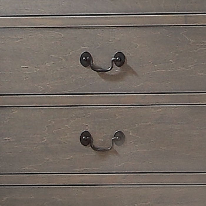 5 Drawer Chest with Metal Drop Handle and Bracket Feet, Antique Gray