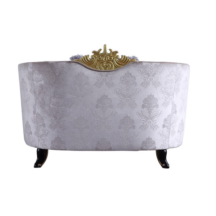 Textured Fabric Upholstered Chair with Curved Backrest, Cream