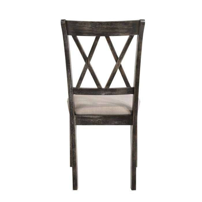 Wooden Side Chair with Dual X Shape Backrest and Padded Seat,Set of 2,Brown
