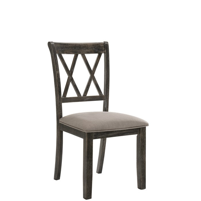 Wooden Side Chair with Dual X Shape Backrest and Padded Seat,Set of 2,Brown