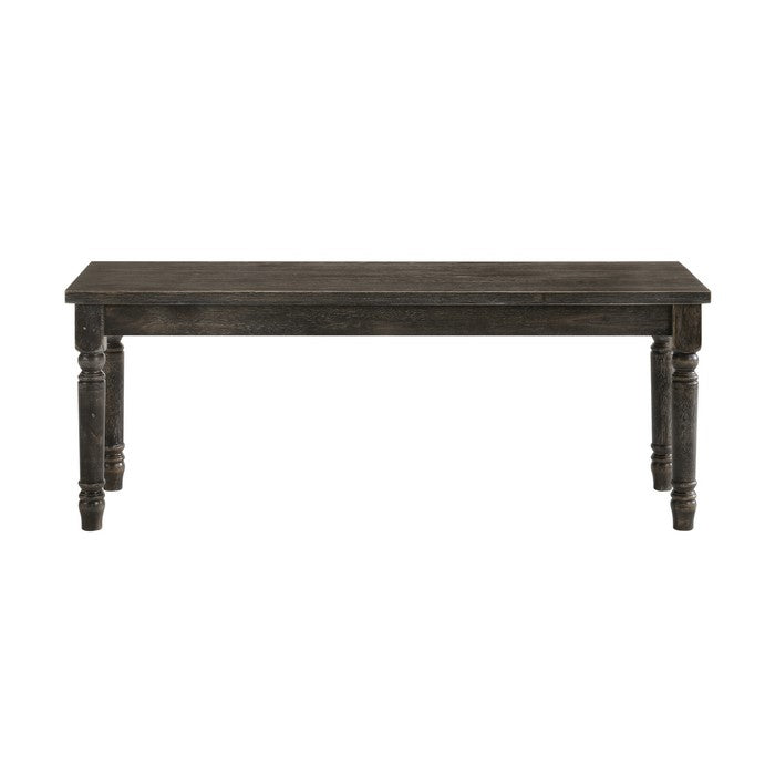 Transitional Style Rectangular Wooden Bench with Turned Legs, Bench